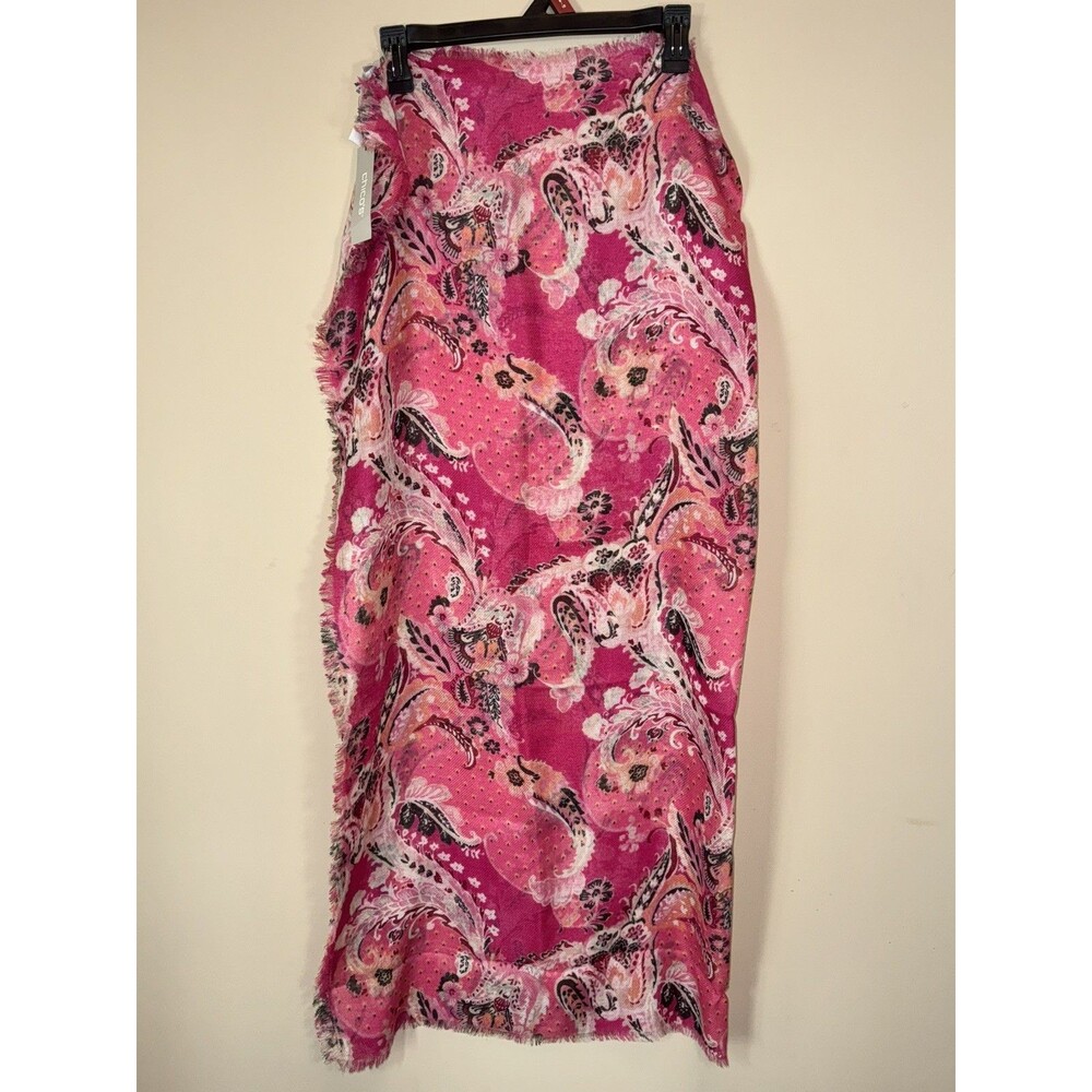 Chico"s Pink Floral Paisley Scarf Square New W/Tags NWT Boho Raw Edge Feminine